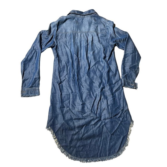 Anthropologie Cloth & Stone Women’s Classic Denim Shirt Dress Fringe Hem XS soft - Picture 6 of 8